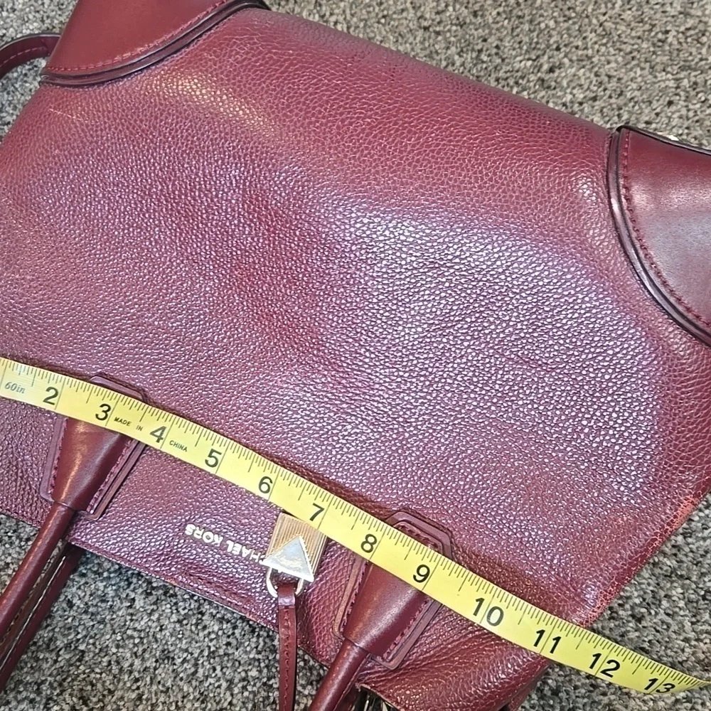 Michael Kors Women Burgundy Leather Tote Bag Crossbody Tote